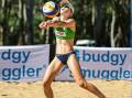 Mireille Smith digs the ball during one of the summer's beach volleyball competitions. Picture by Rogue Gun Photography.