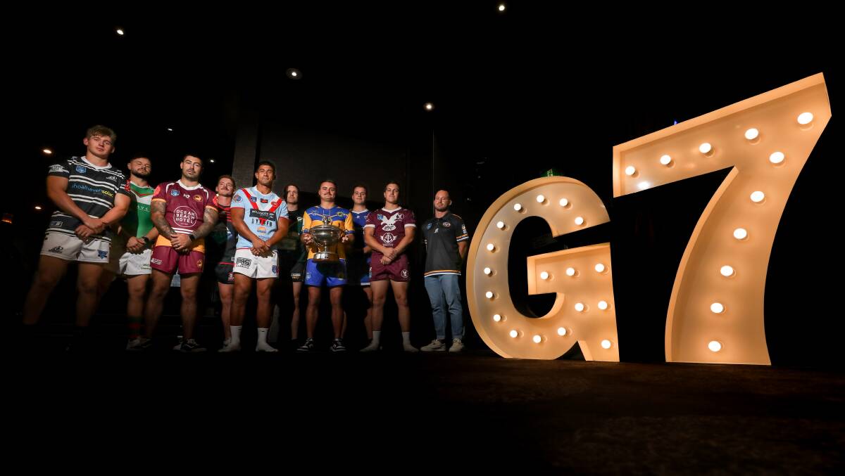 The captains at the launch of the Group Seven competition, which kicks-off on Saturday. Picture by Adam McLean.