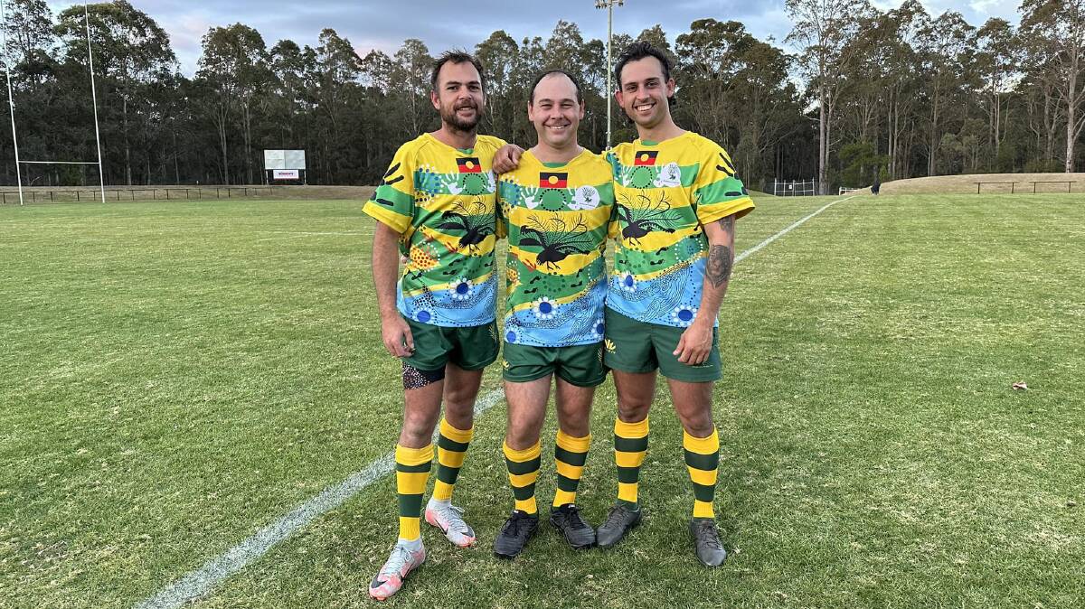 Kieran, Steven and Mark Brandon pictured together after their NAIDOC round victory over Bowral. Picture supplied. 