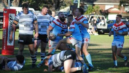 Bulldogs' PJ Thornton celebrating after a try against the Magpies. Picture by Damian McGill 