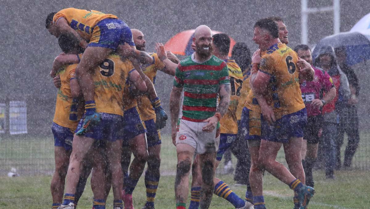 Warilla celebrating in their semi-final defeat of Jamberoo. Picture by Sylvia Liber 
