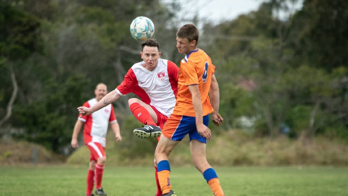 St Georges Basin's Brendan Apperley controlling the ball against the Culburra Cougars. Picture by Tamara Lee. 