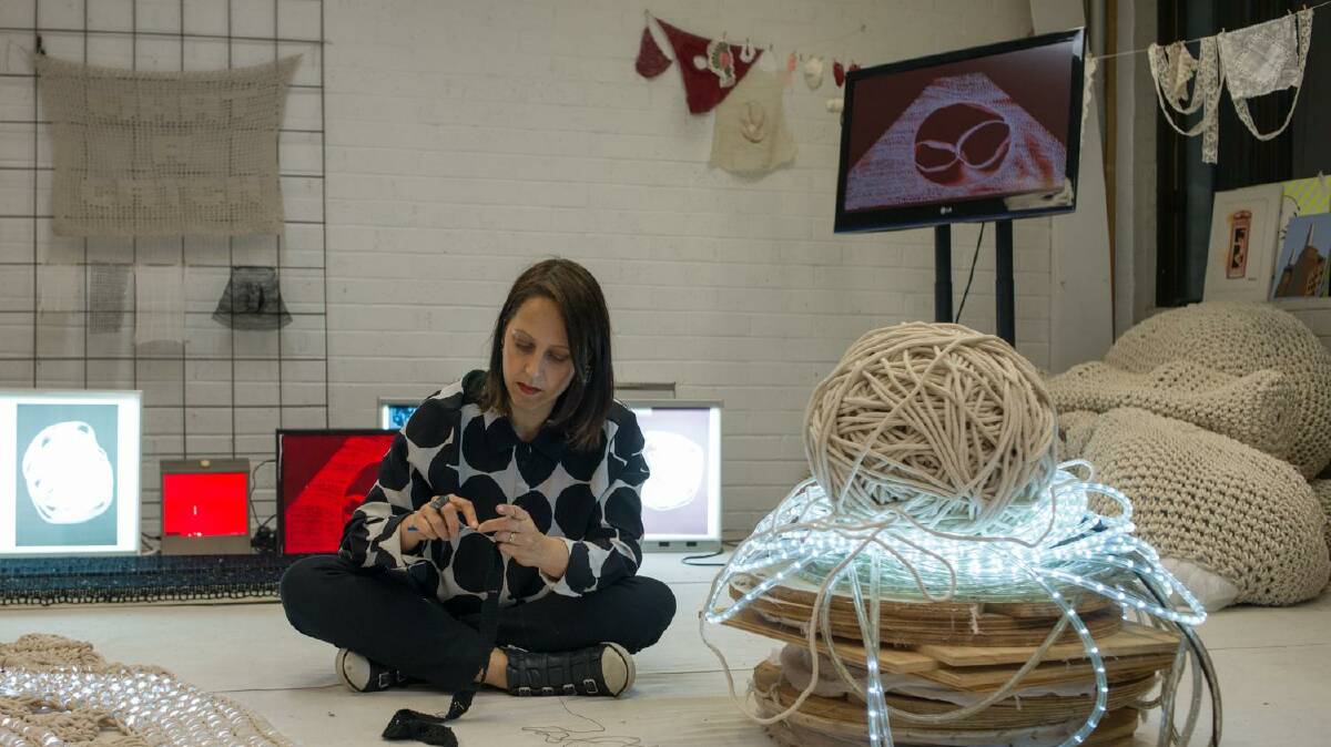 Craft as art: Tina Fox has created an art installation in collaboration with Berry Spinners and Weavers. Picture: Supplied