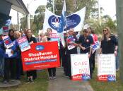 Nurses and midwives rally outside Shoalhaven Hospital on Thursday, July 25, in support of an immediate pay rise. Picture by Glenn Ellard.
