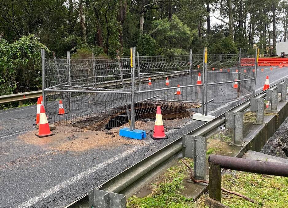 The Wool Road has been closed while Shoalhaven Council works out the best way to repair the damage. Picture supplied.