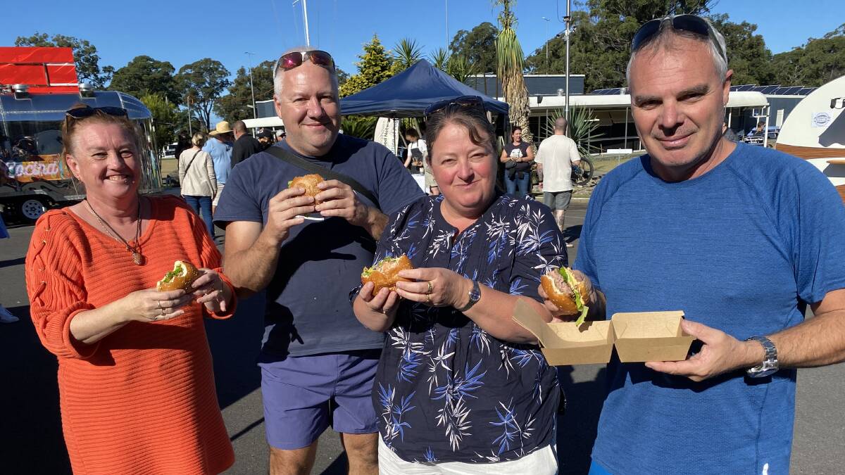 Sunday was burger time at Club Husky, and making the most of the occasion were Jody and Steve Fazakerley with Jodi and Mark Bourke. Picture by Glenn Ellard.