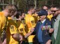 Shoalhaven Rugby Club players welcome Keith Payne VC during last year's Digger Day. File photo.