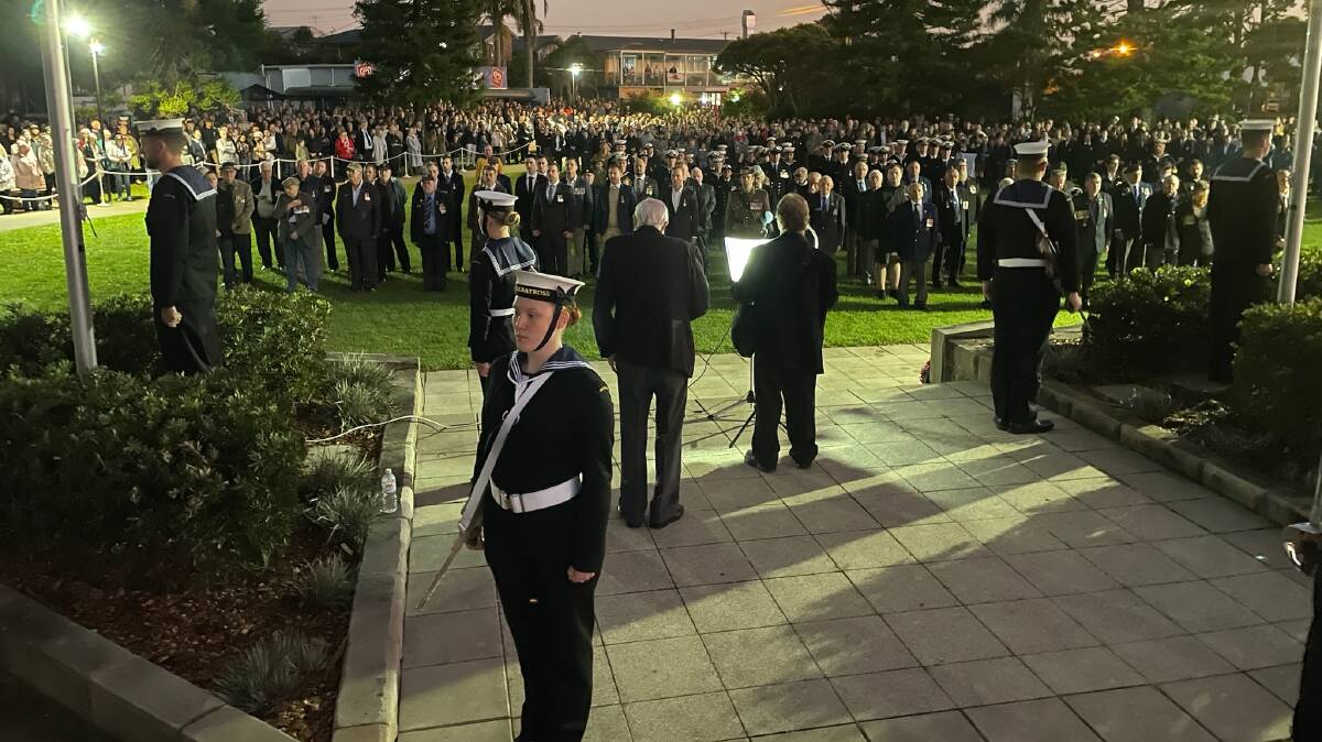 A large crowd gathered at Greenwell Point for the Nowra RSL Sub-branch's Anzac Dayu dawn service. Picture by Glenn Ellard.