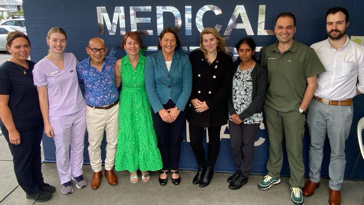 Pictured during a lunch of thanks at the Vincentia Medical Centre are Mary-Jane Kerry, Maddison Pickering, Dr Hao Pham, Annette Pham, Gilmore MP Fiona Phillips, Sam Martinez, Dr Sara Saraniya, Dr Ahmad Mortada and Dr Bronson Noor-Gough. Picture by Glenn Ellard.