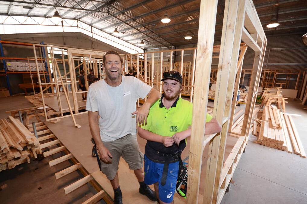 AGE BRACKETS: Leo Tucker, 42, and Matthew Upps, 17, are hoping to be in demand with skills they learn in TAFE NSW Nowra’s Certificate III Carpentry.