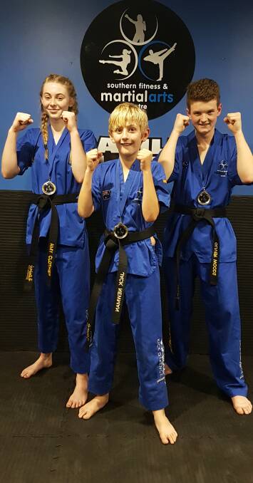 STANCE: Southern Fitness, Martial Arts and CrossFit Centre Bomaderry's junior kick defence black belts following their recent grading.