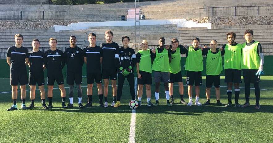Jesse Jackson (fifth from right) training at the FC Malaga City academy.