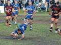 Thirroul fullback Sione  Afemui dives over for a try in the Butchers 36-4 win over Collegians at Thomas Gibson park on Saturday, July 27, 2024. Picture by Anna Warr