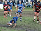 Thirroul fullback Sione  Afemui dives over for a try in the Butchers 36-4 win over Collegians at Thomas Gibson park on Saturday, July 27, 2024. Picture by Anna Warr
