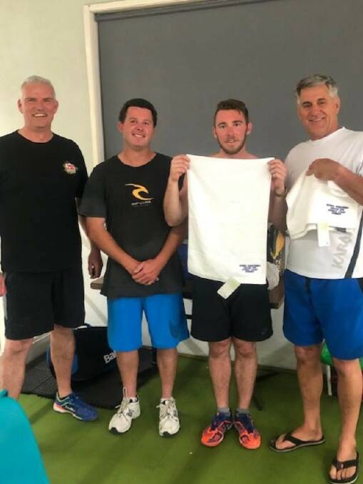 WINNERS: Greg Walsh, Steve Parker, Ryan Bradeley and Cliff Pistorius took out the Nowra Bomaderry Squash Club spring competition. Photo: contributed. 