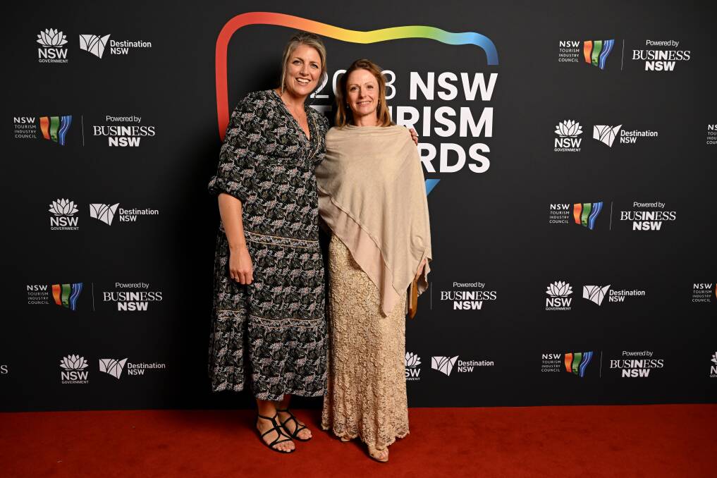 Shannon Perry Hall from Destination Sydney Surrounds South and Owner of Mt Hay Retreat Louise Warren at the NSW Tourism Awards. Picture, supplied