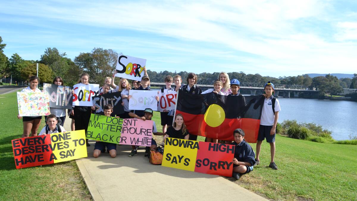 Thirty Nowra High School students pay their respects to Australia’s stolen generations with a walk as part of National Sorry Day.
