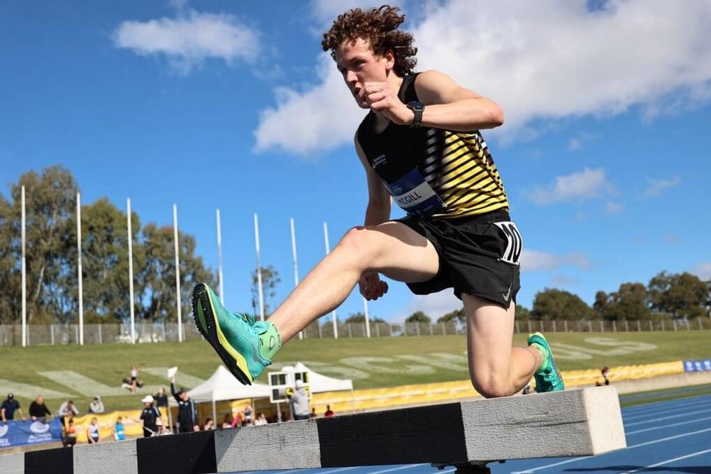 Nic McGill in the Steeplechase. Picture by Fred Etter. 