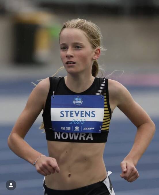 Airlie Stevens in the 1500m. Picture by Greg Griffis. 