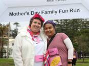 Kate Gurd with breast care nurse Reese Laker at the Mother's Day Classic. Picture by Robert Peet