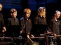 Wollongong High School of the Performing Arts' percussion ensemble perform at Sydney Town Hall on Thursday. 